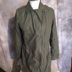 DKNY JACKET XS RAIN COAT UTILITY JACKET ASYMMETRICAL  ZIPPER  DKNY OVERCOAT